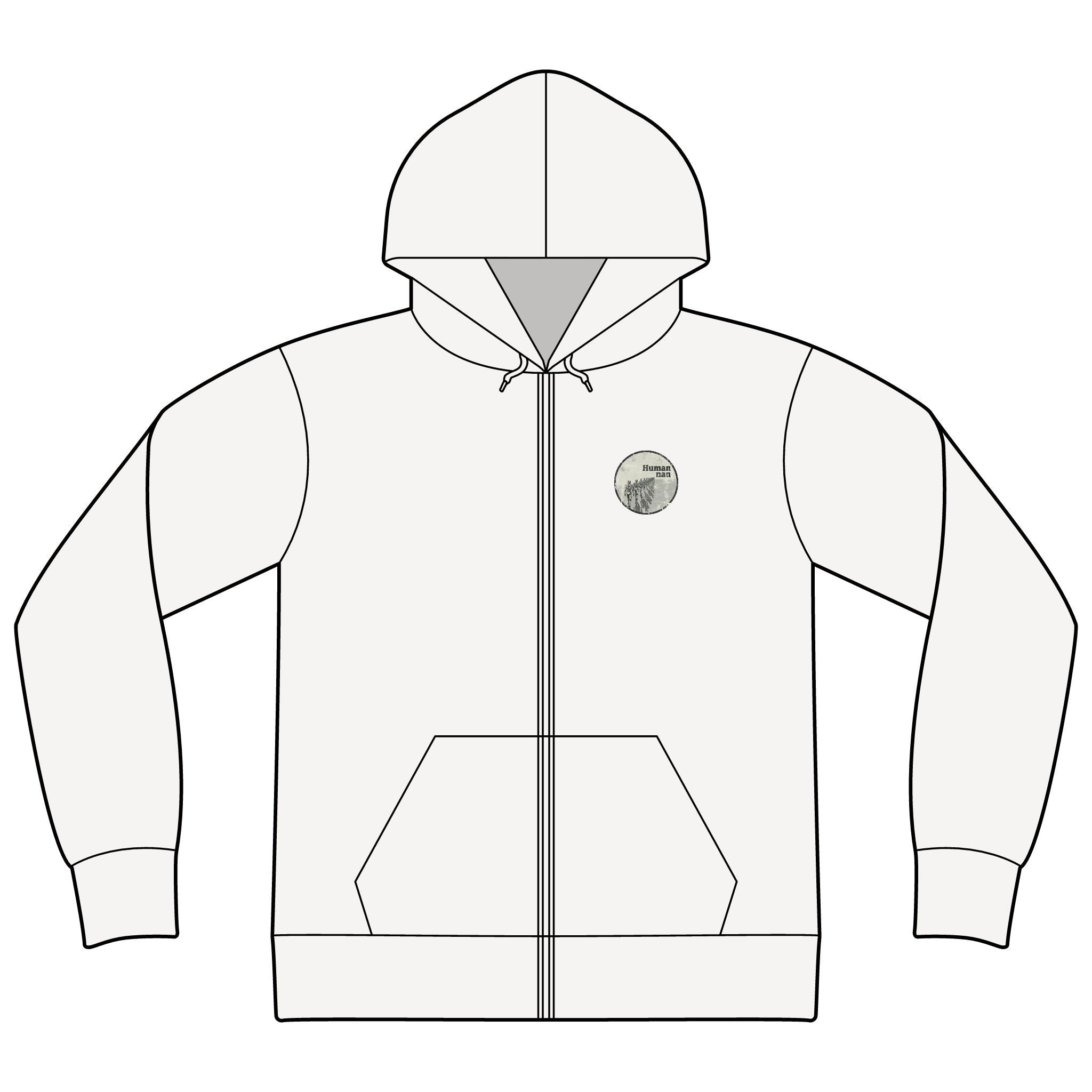Full-Zip Hoodie with Minimal Nature Patch — Earth Tones, Casual Zip-Up Sweatshirt