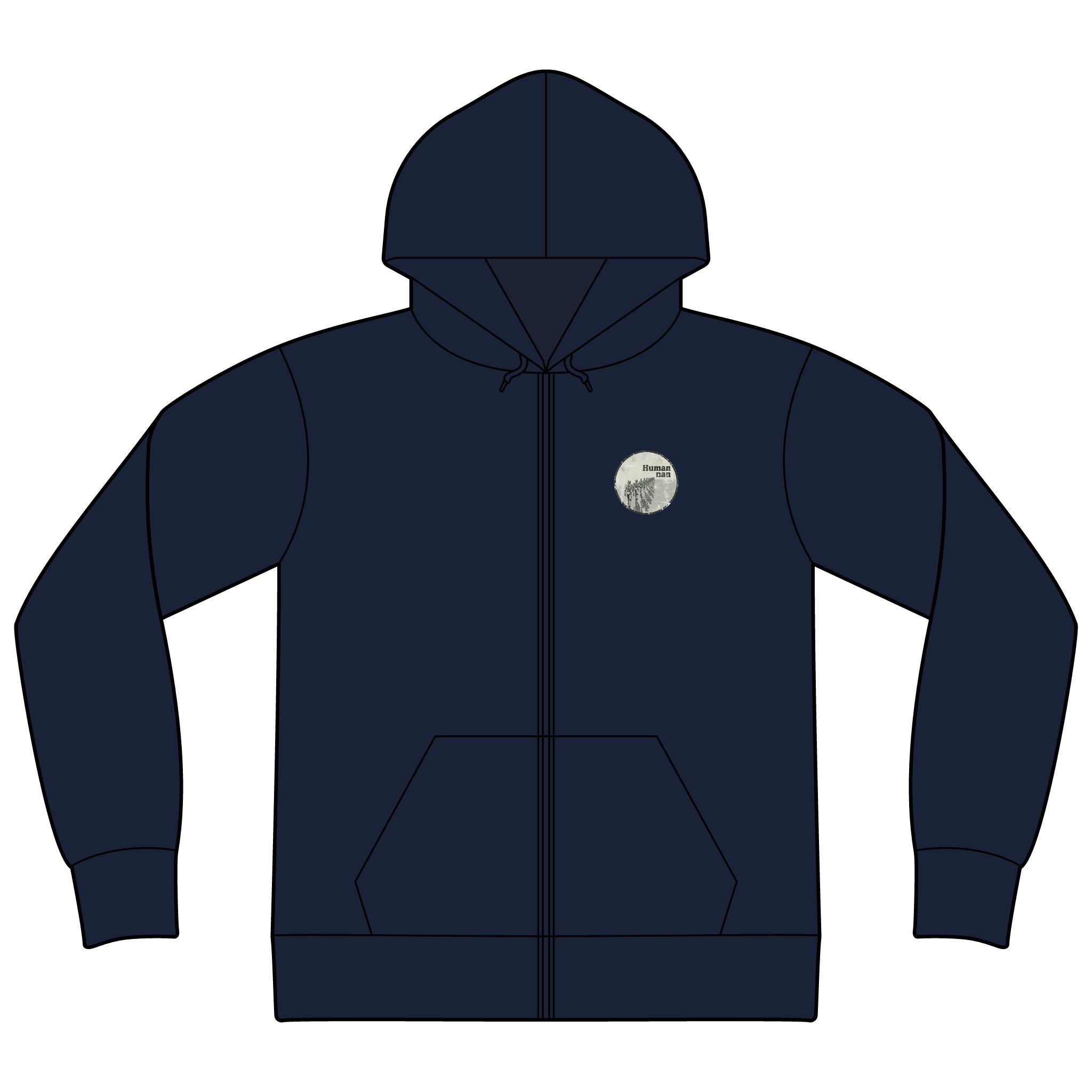 Full-Zip Hoodie with Minimal Nature Patch — Earth Tones, Casual Zip-Up Sweatshirt